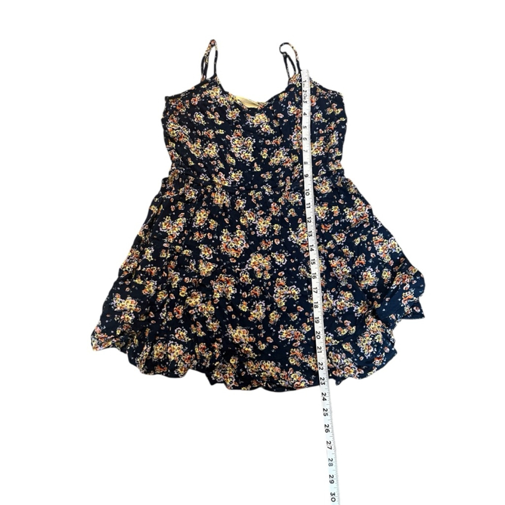 Pink Rose Navy Floral Spaghetti Strap Mini Dress Size Large Boho - Picture 8 of 12